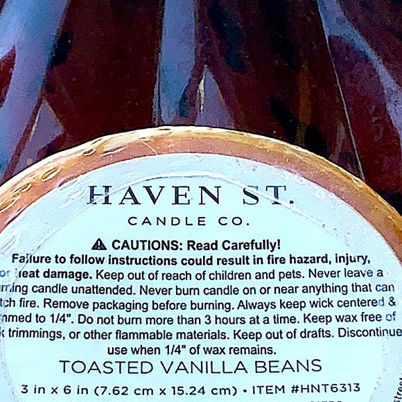 HAVEN STREET CANDLE TOASTED VANILLA BEANS AUTUMN GOLD PILLAR 3 BY 6 - Picture 4 of 4